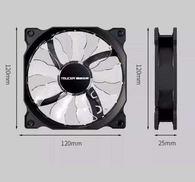 Alt view image 10 of 12 - 12cm Silent Case Fan 12V, Large 4-Pin (Molex), RGB Glow, for Desktop Computer Chassis