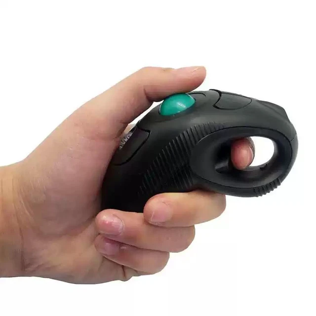 Alt view image 6 of 7 - Ergonomic Wireless Trackball Mouse Y-10W Handheld Grip, Air Mouse, Left/Right Hand, Office & Home HS-01 Wired black