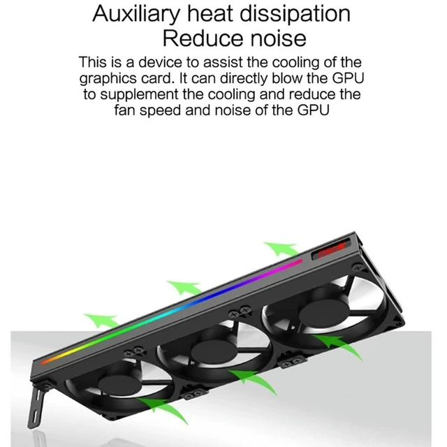 Alt view image 7 of 8 - Ruth's sister Universal GPU Cooling Fan 3X90mm ARGB Sync Lighting 5V Addressable RGB Silent Chassis PCI Graphics Card Cooler Fan