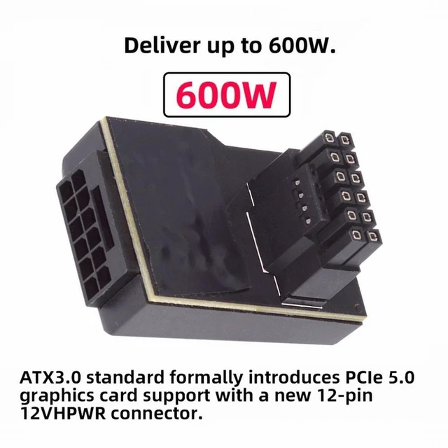 Alt view image 12 of 14 - 12VHPWR ATX3.0 PCI-E 5.0 Power Modular Male to Female Adapter Extension Down Angled 90 Degree for 3080 3090TI PSU 16Pin 12+4P Graphics Card
