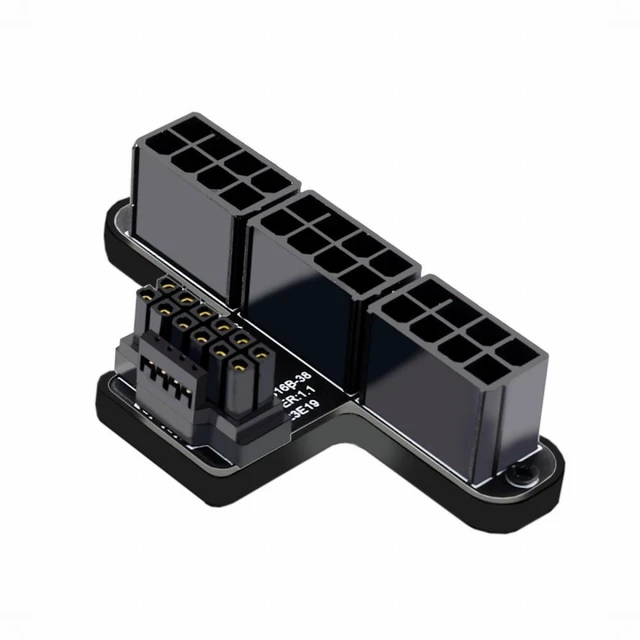 Alt view image 8 of 14 - 12VHPWR ATX3.0 PCI-E 5.0 Power Modular to Three ATX 8P Adapter for 4080 5090TI 16Pin 12+4P Graphics Card Up Angled 90 Degree