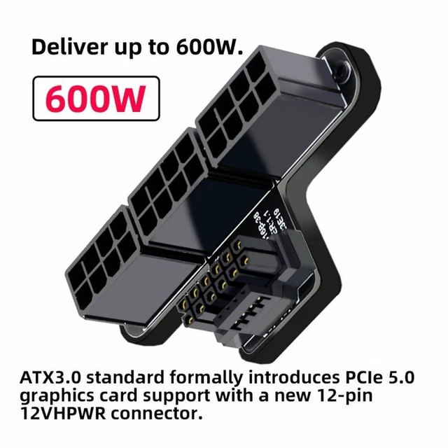 Alt view image 10 of 14 - 12VHPWR ATX3.0 PCI-E 5.0 Power Modular to Three ATX 8P Adapter for 4080 5090TI 16Pin 12+4P Graphics Card Up Angled 90 Degree