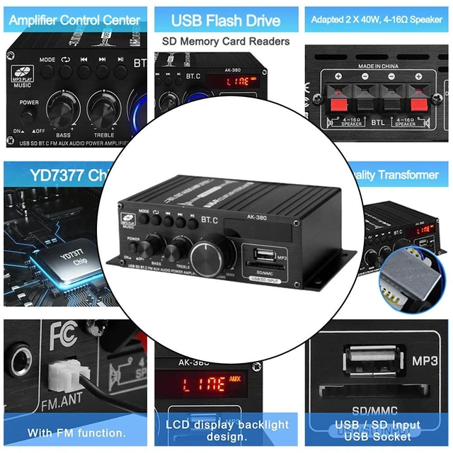 Alt view image 7 of 12 - 2.0 Mini Car Bluetooth Amplifier 12V Hi-Fi Amp Board for Home & Car Audio