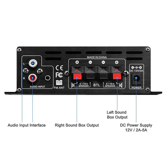 Alt view image 10 of 12 - 2.0 Mini Car Bluetooth Amplifier 12V Hi-Fi Amp Board for Home & Car Audio
