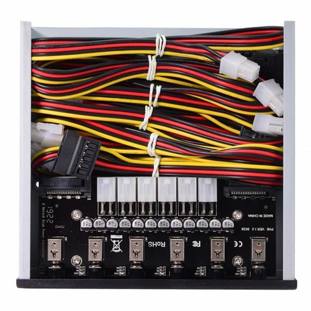 Alt view image 9 of 14 - 6 Hard Disk Control System Intelligent Control Management System HDD SSD Power Switch with 5.25 CD-ROM Bay
Model: PW-020