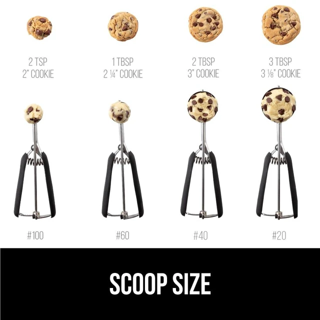 Alt view image 5 of 7 - 304 Stainless Steel Cookie Scoop, 2 TBSP Scooper, Black | #40 Size, Soft Grip Handle, Easy Dough Release, Create Even Portions, Multipurpose Melon Baller, Meatball Food Spring Scoops