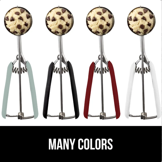 Alt view image 7 of 7 - 304 Stainless Steel Cookie Scoop, 2 TBSP Scooper, Black | #40 Size, Soft Grip Handle, Easy Dough Release, Create Even Portions, Multipurpose Melon Baller, Meatball Food Spring Scoops