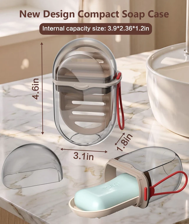 Alt view image 2 of 7 - Portable Bar Soap Holder Dish, Brown | Shatterproof Soap Box, Travel Soap Container, Sealed Design, Travel Size Toiletries, Camping Essentials for Gym, Dorm, Hiking