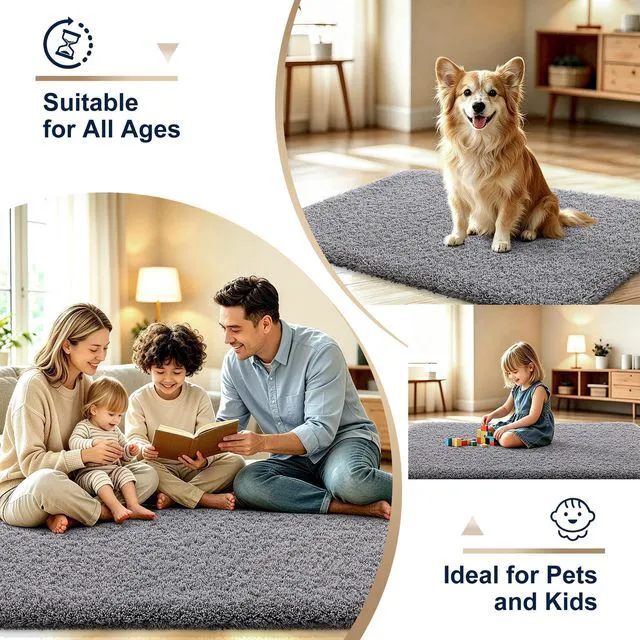 Alt view image 6 of 6 - Bathroom Rugs 30x20, Soft Highly Absorbent Bath Mat, Grey | QuickDry & NonSlip Bath Carpet, Machine Washable Plush Floor Mat for Bathroom, Shower, Sink, Home Decor Accessories