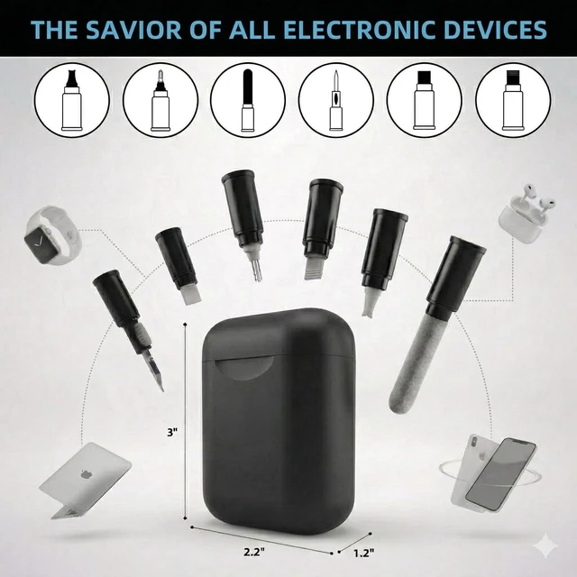 Alt view image 2 of 7 - Multi-Tool iPhone Cleaning Kit,Cell Phone Cleaning Repair & Recovery for iPhone & iPad(Type C)Charging Port,Lightning Cables&Connectors,Easy to Store & Carry Design,Black
