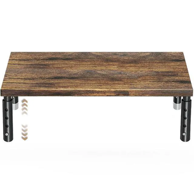 Alt view image 4 of 7 - Adjustable Wood Computer Monitor Stand Riser, Office Desk Organizer and Accessories for Monitor, Laptop, PC, Printer, Office Desk Accessories Workspace Organizer for Home Office Supplies, Brown