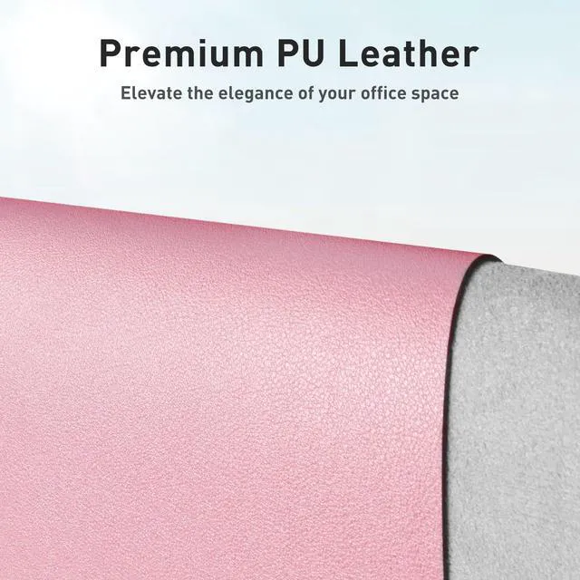 Alt view image 6 of 7 - Leather Desk Pad Protector, Mouse Pad, Office Desk Mat, Non-Slip PU Leather Desk Blotter, Laptop Desk Pad, Waterproof Desk Writing Pad for Office and Home (23.6" x 13.7", Fairy Pink)