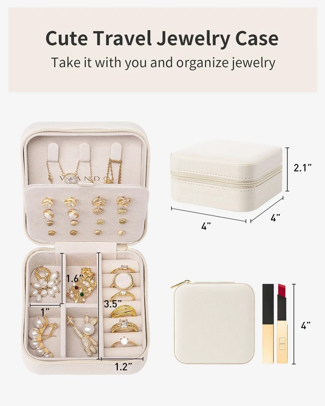 Alt view image 2 of 6 - Bridesmaid Proposal Gifts - Travel Jewelry Case, Small Travel Jewelry Organizer Box for Girls Women - White