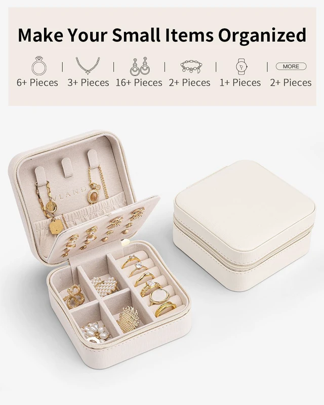 Alt view image 4 of 6 - Bridesmaid Proposal Gifts - Travel Jewelry Case, Small Travel Jewelry Organizer Box for Girls Women - White