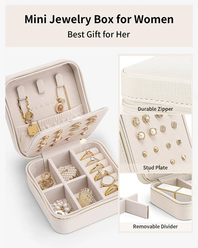 Alt view image 6 of 6 - Bridesmaid Proposal Gifts - Travel Jewelry Case, Small Travel Jewelry Organizer Box for Girls Women - White
