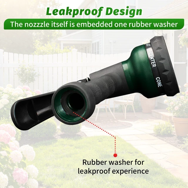 Alt view image 7 of 7 - Garden Hose Nozzle, Water Hose Sprayer Nozzle with 7 Adjustable Watering Patterns, Slip Resistant for Watering Plants, Lawn& Garden, Washing Cars, Cleaning, Showering Pets & Outdoor Fun.