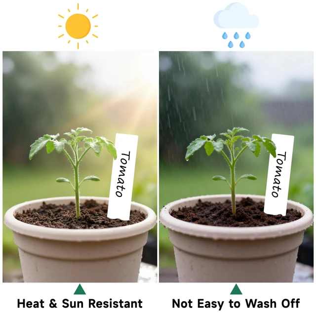 Alt view image 5 of 7 - Plant Labels,Plastic Plant Tags 4 Inch,200 Pcs Nursery Garden Labels Plants Markers for Outdoor Garden Waterproof,Plants Name Tags White with Marking Pen