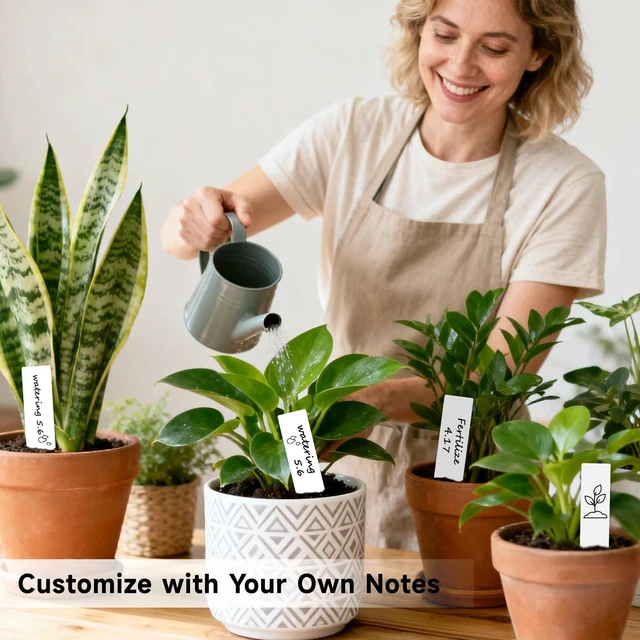Alt view image 4 of 7 - Plant Labels,Plastic Plant Tags 4 Inch,200 Pcs Nursery Garden Labels Plants Markers for Outdoor Garden Waterproof,Plants Name Tags White with Marking Pen