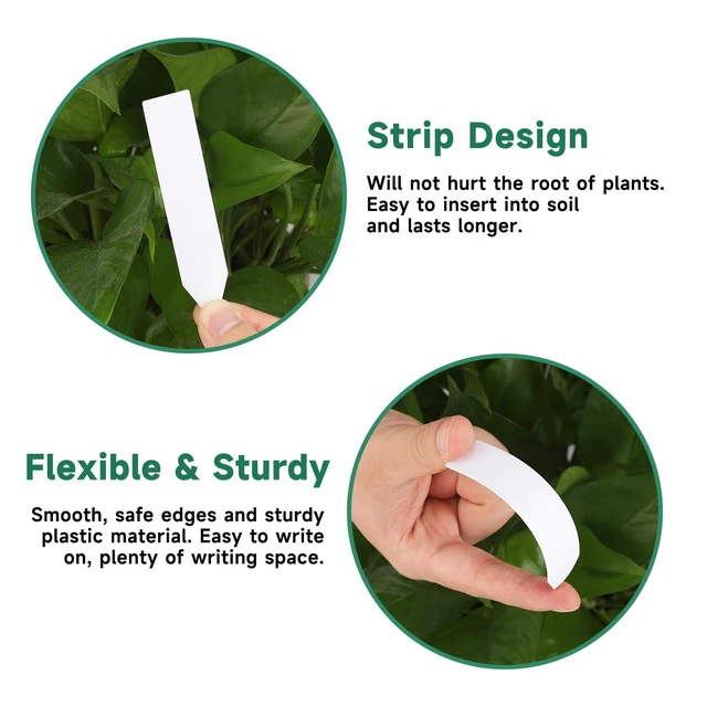 Alt view image 6 of 7 - Plant Labels,Plastic Plant Tags 4 Inch,200 Pcs Nursery Garden Labels Plants Markers for Outdoor Garden Waterproof,Plants Name Tags White with Marking Pen