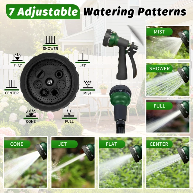 Alt view image 4 of 7 - Garden Hose Nozzle, Water Hose Sprayer Nozzle with 7 Adjustable Watering Patterns, Slip Resistant for Watering Plants, Lawn& Garden, Washing Cars, Cleaning, Showering Pets & Outdoor Fun.