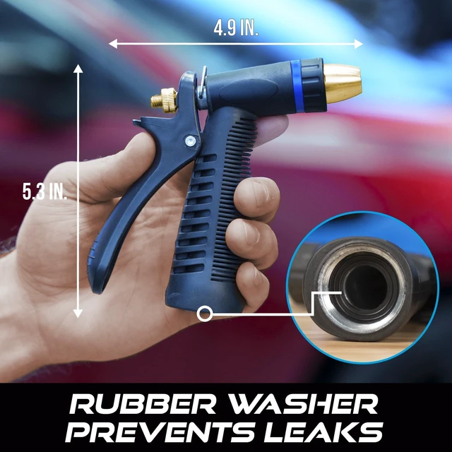 Alt view image 6 of 6 - Hose Nozzle, Adjustable and Heavy-Duty for Cars and Home | Water Hose Nozzle for Car Washing Kit, Watering Plants, Washing Pets, and Home Use