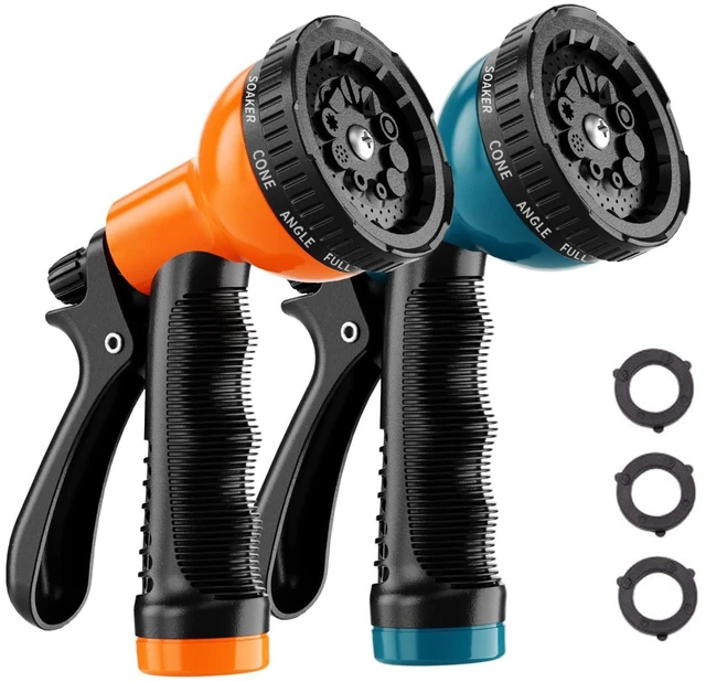 Main image of Garden Hose Nozzle Sprayer: 2 Pack 10 Watering Patterns Spray Nozzles Heavy Duty Hose Head Hose Attachment