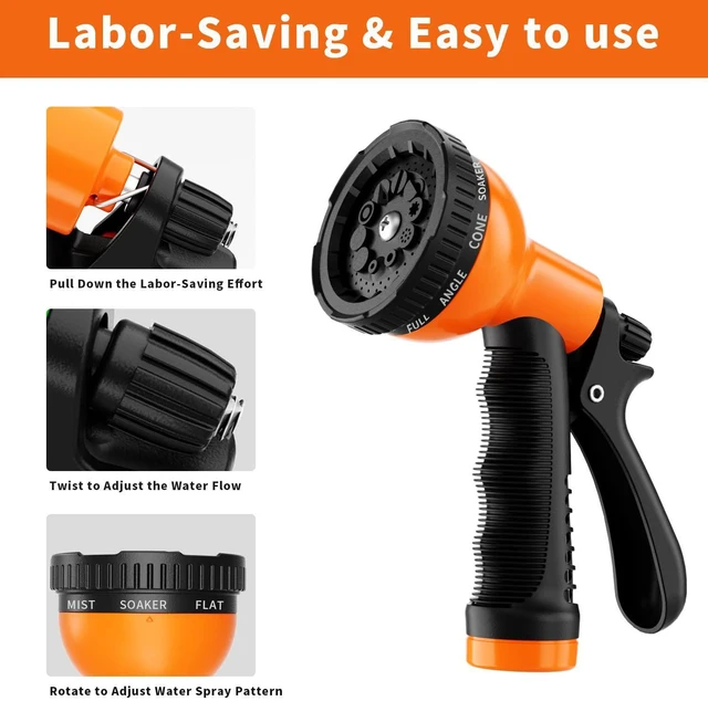 Alt view image 3 of 6 - Garden Hose Nozzle Sprayer: 2 Pack 10 Watering Patterns Spray Nozzles Heavy Duty Hose Head Hose Attachment