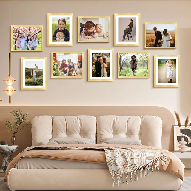 Alt view image 7 of 7 - 8x10 Picture Frame Set of 2, Gold Picture Frames Collage for Tabletop or Wall Display, Photo Frame with HD Plexiglass, Display Pictures 5x7 with Mat or 8x10 Without Mat