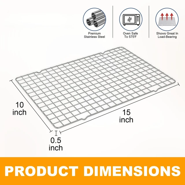 Alt view image 6 of 7 - 2 PCS Cooling Racks for Cooking and Baking, 10" x 15", Silver | Heavy Duty, Stainless Steel Wire Rack, For Baking, Grilling, Roasting, Oven & Dishwasher Safe, Fits Jelly Roll Sheet Pan