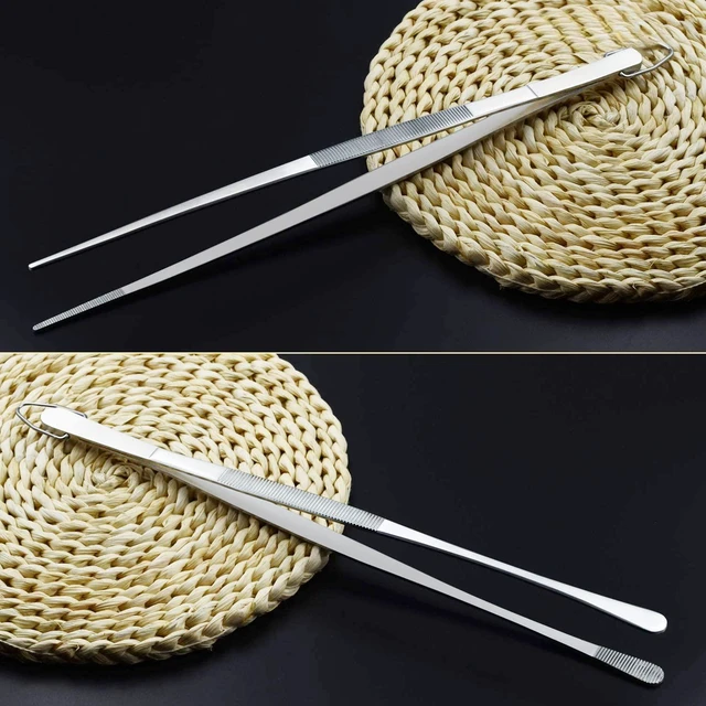 Alt view image 6 of 7 - 2 Pcs 12-Inch Kitchen Tweezers Fine Tweezer Tongs, Extra-Long Stainless Steel Cooking Tweezers (Silver)
