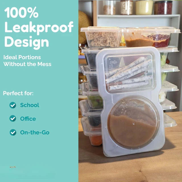 Alt view image 3 of 7 - Reusable Snack Containers with Lids 20 Pack (40 Pieces) Portion control, Snack Pack Containers 2 Double Compartment Snack Containers for Kids On the Go Meals, Camping Snack Tray Prep