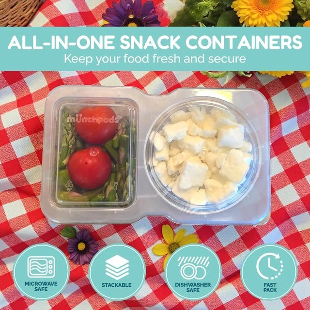 Alt view image 4 of 7 - Reusable Snack Containers with Lids 20 Pack (40 Pieces) Portion control, Snack Pack Containers 2 Double Compartment Snack Containers for Kids On the Go Meals, Camping Snack Tray Prep