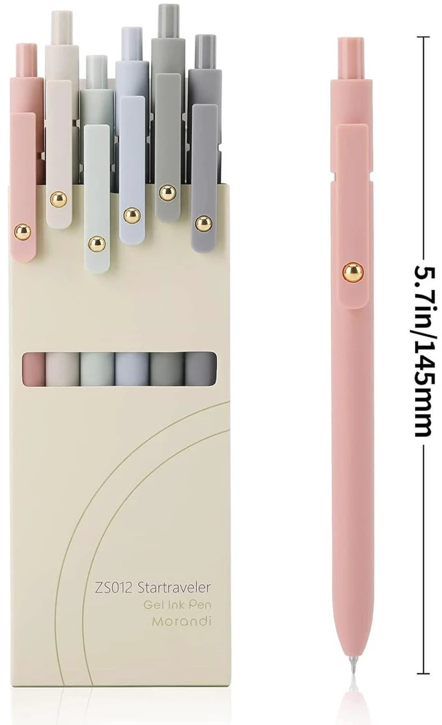 Alt view image 2 of 7 - Gel Pens,6 Pcs 0.5mm Retractable Quick Dry Black Ink Pens | Fine Point Smooth Writing Pens for Nurses,Teachers,Cute Stationery Office&School Supplies,Gifts for Women