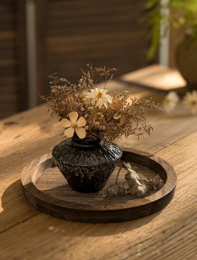 Alt view image 5 of 7 - Round Wooden Candle Holder Trays for Coffee Table, Distressed Finish | 11.2" Rustic Decorative Candlestick Plates for Kitchen Centerpiece, Farmhouse Living Room Fall Decor