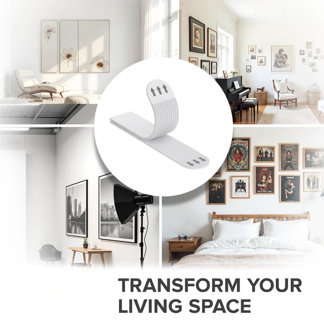 Alt view image 3 of 7 - Picture Hanging Strips - 20 Pairs Damage Free Picture Hangers | Self Adhesive Hangers Without Nails - Heavy Duty Wall Hanging Strips - Wall Sticky for Hanging Up to 15 LBS (Size M)