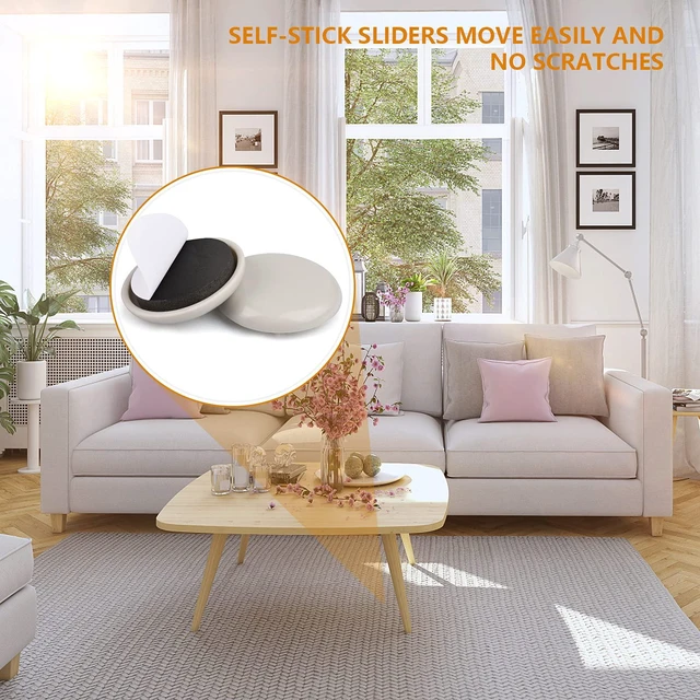 Alt view image 2 of 6 - 1-1/4" Furniture Sliders for Carpet & Hardwood Floors, 24PCS Furniture Pads for Quickly and Easily Move Any Item and Protect The Floor