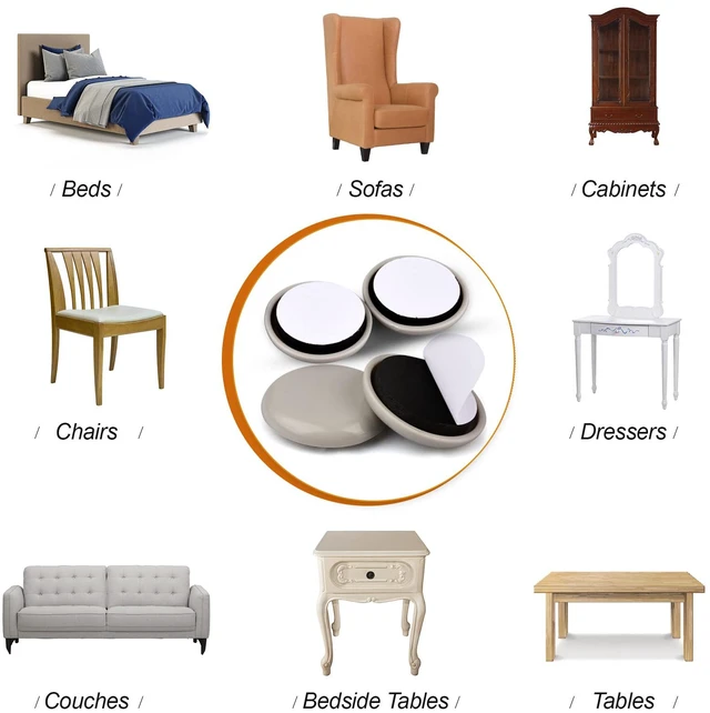 Alt view image 6 of 6 - 1-1/4" Furniture Sliders for Carpet & Hardwood Floors, 24PCS Furniture Pads for Quickly and Easily Move Any Item and Protect The Floor