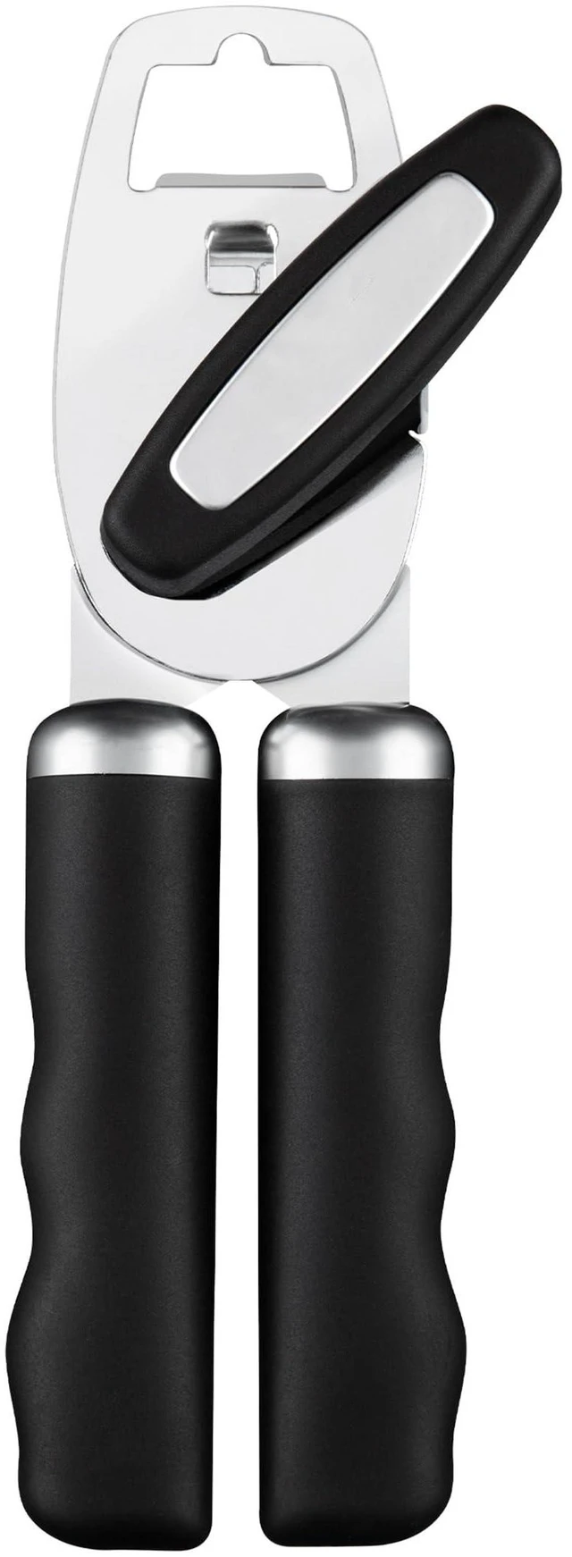 Main image of Manual Can Opener Heavy Duty Patented Stainless Steel, Black | Premium Razor Sharp Cutting Blade, Rust Proof Oversized Easy-to-Turn Knob Soft-Touch Comfy Grip Handles and Bottle Opener