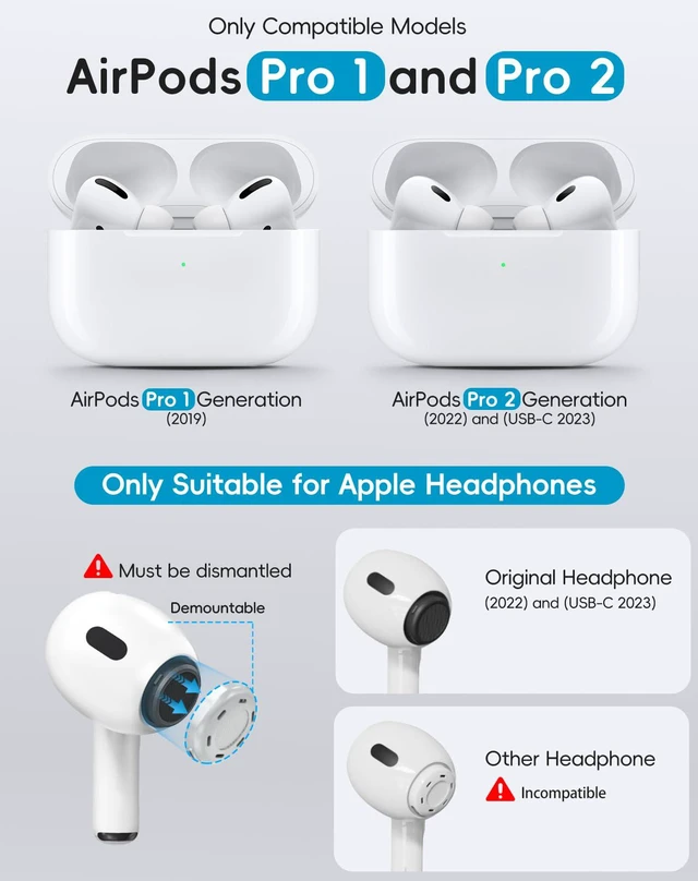 Alt view image 2 of 7 - 4 Pairs Replacement Ear Tips for AirPods Pro 1st /2ndWhite | with Noise Reduction Hole,Built-in dust Guard Screen Silicone Ear Tips with Cleaning Pen