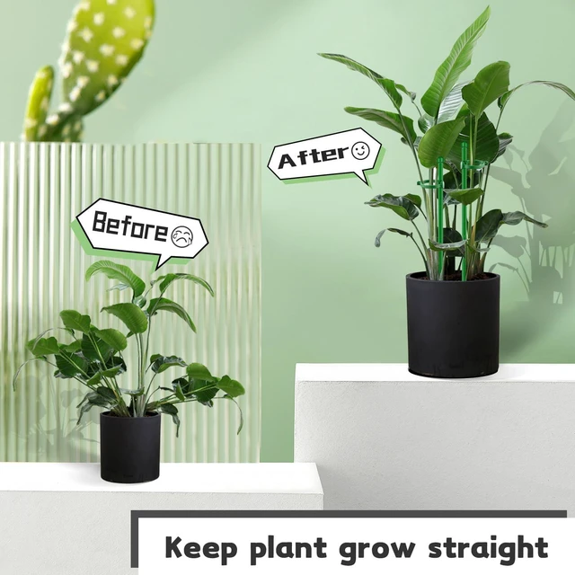 Alt view image 7 of 7 - Plant Stakes 17inch &11inch Adjustable Length Plant Support Stake 16Pcs Orchid Stick with Clips for Indoor Outdoor,Garden Pole for Potted Tomato Amaryllis Vegetables Comes with 20 Ties (Green)