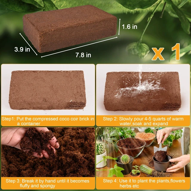 Alt view image 2 of 7 - Organic Coco Coir 1 Pcs Compressed Coconut Coir Brick Coconut Fiber Husk Substrate Mulch Coconut Bark Core Growing Medium Peat Moss Soil High Nutrition for Plants Gardening Seed Starting Soil Mix