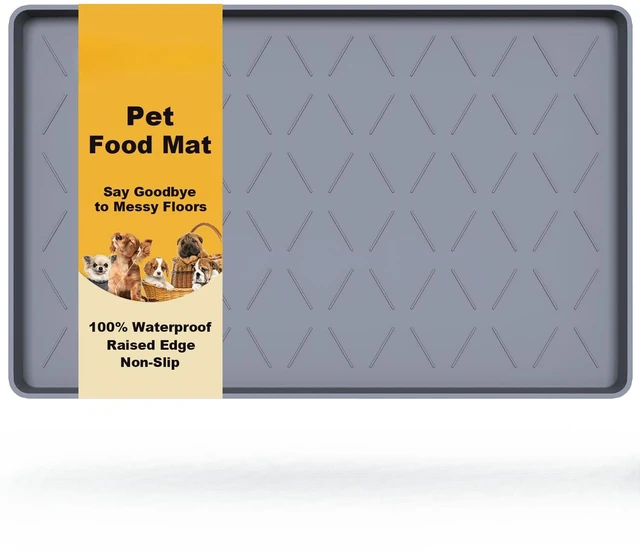Main image of Extra Thick Dog Food Mat Waterproof with Raised Edge 19" x 12" | Silicone Multipurpose Mat, Under Sink Cabinet Protector for Kitchen, Bathroom, Shelf, Pet Feeding, Boot & Plant Trays