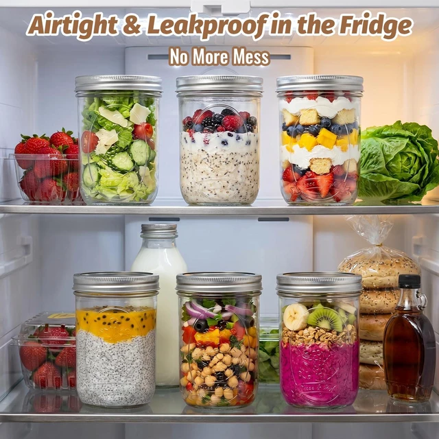 Alt view image 4 of 7 - 16 oz Wide Mouth Mason Jars 2-Pack with Embossing Pattern & Volume Marks | Glass Canning Storage Jars with Airtight Lids Durable & Leakproof for Yogurt,Overnight Oats,Crafts,Pickling,Wedding Favors