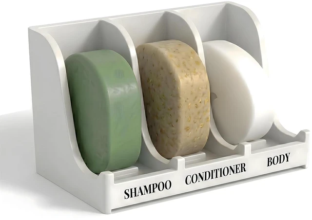 Main image of Soap Holder for Shower Wall, 3-Compartment Soap Dish | For Shampoo, Conditioner and Body Soap, Fast Draining & Rust-Proof, Strong Adhesive for Long-Term Bathroom Use & Freestanding