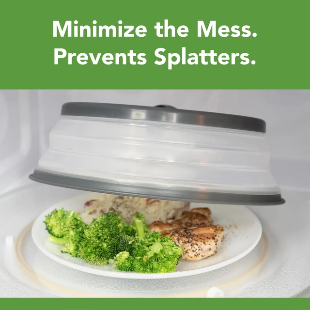 Alt view image 2 of 7 - Collapsible Microwave Splatter Cover, Charcoal Gray, Medium 10.5"