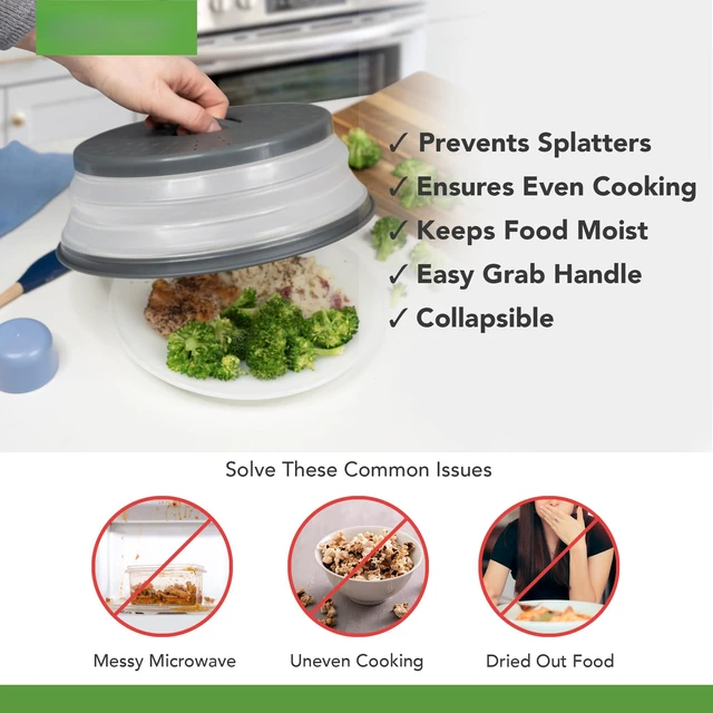 Alt view image 3 of 7 - Collapsible Microwave Splatter Cover, Charcoal Gray, Medium 10.5"