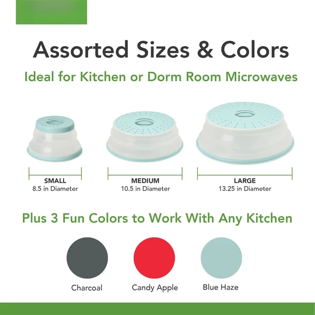 Alt view image 6 of 7 - Collapsible Microwave Splatter Cover, Charcoal Gray, Medium 10.5"