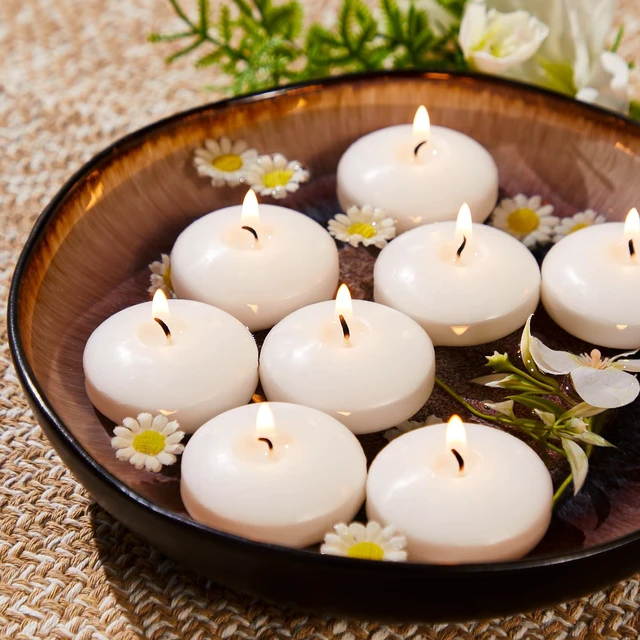 Main image of 2 inch White Floating Candles, 5-6 Hours Burns 24 Pack Candles Set | Unscented Floating Candle for Centerpieces, Wedding, Christmas Lights, Romantic Night for Her/Him Set