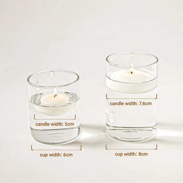 Alt view image 2 of 7 - 2 inch White Floating Candles, 5-6 Hours Burns 24 Pack Candles Set | Unscented Floating Candle for Centerpieces, Wedding, Christmas Lights, Romantic Night for Her/Him Set