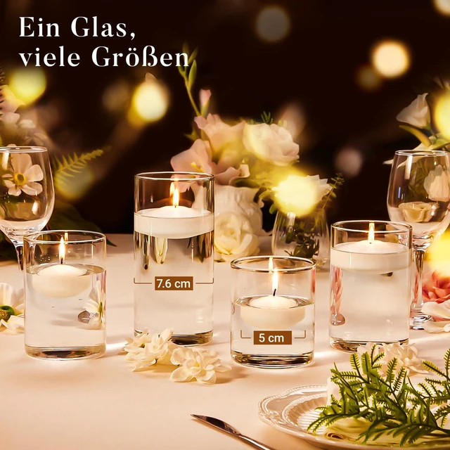 Alt view image 3 of 7 - 2 inch White Floating Candles, 5-6 Hours Burns 24 Pack Candles Set | Unscented Floating Candle for Centerpieces, Wedding, Christmas Lights, Romantic Night for Her/Him Set